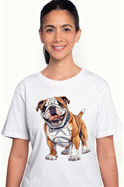 StoryGift Romania Tricou Femei cu un catel Pitbull jucaus, ilustratie, zgarda...
