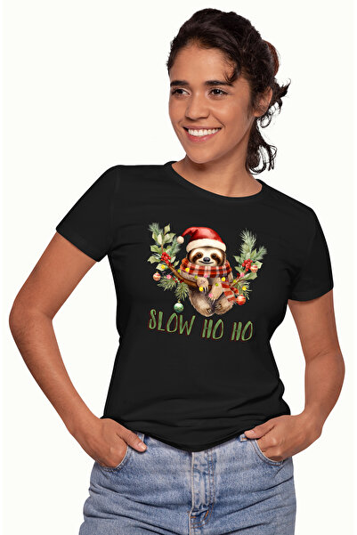 StoryGift Romania Tricou Femei cu animalul sloth/lenes cu mesajul "Slow Ho Ho...