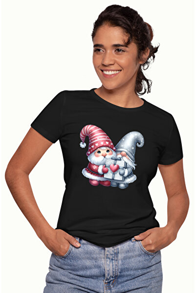 StoryGift Romania Tricou Femei cu 2 pitici care tin un cadou, ilustratie, cac...