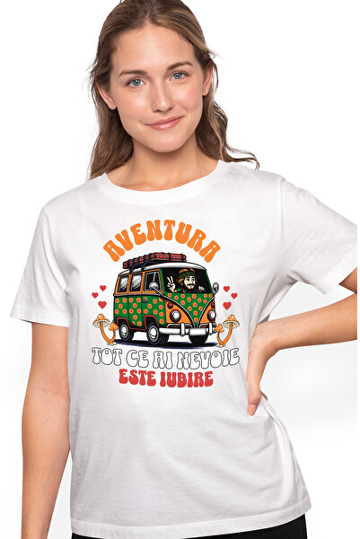 StoryGift Romania Tricou Femei Aventura masina tot ce ai nevoie este iubire c...