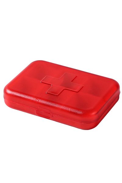 PUFO Square box for organizing medicines, vitamins or supplements, Pufo Medicine, 9 cm, red