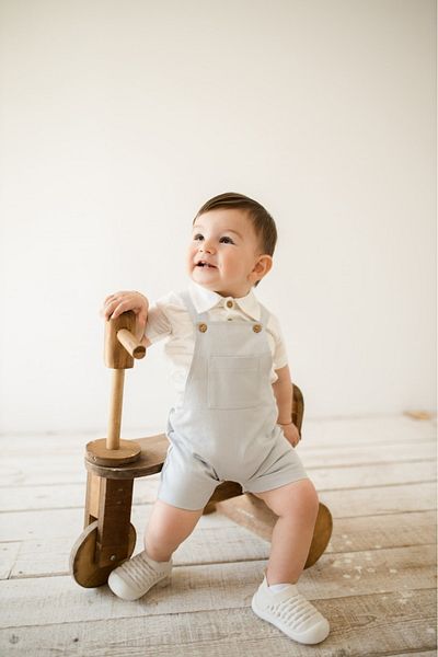 Kuarks Baby Boy Summer Jumpsuit Canvas Shorts Jumpsuit 0-12 Months