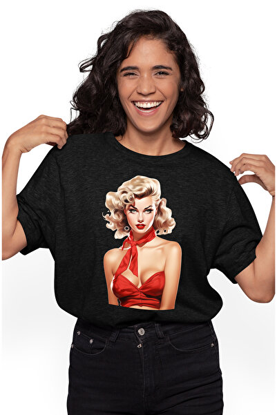 StoryGift Romania Tricou Femei cu o femeie frumoasa, ilustratie, stil retro, ...