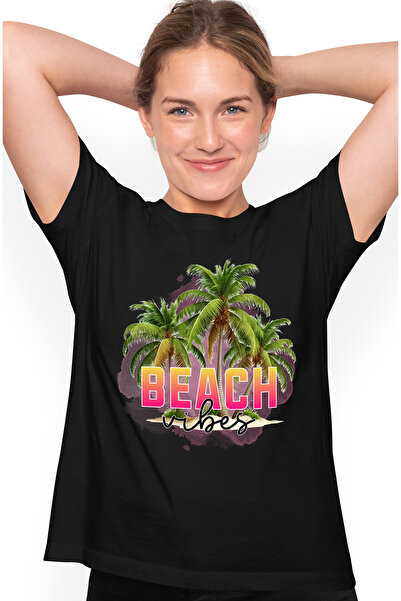 StoryGift Romania Tricou Femei cu mesajul "Beach vibes", vara, vacanta, relax...