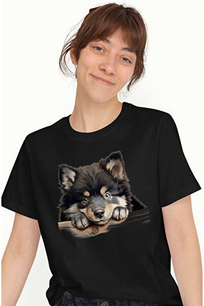 StoryGift Romania Tricou Femei cu un catel Malamut de Alaska, ilustratie, pen...