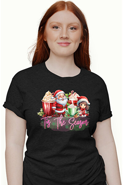 StoryGift Romania Tricou Femei cu Mosc Craciun cu mesajul "Tis the Season", C...