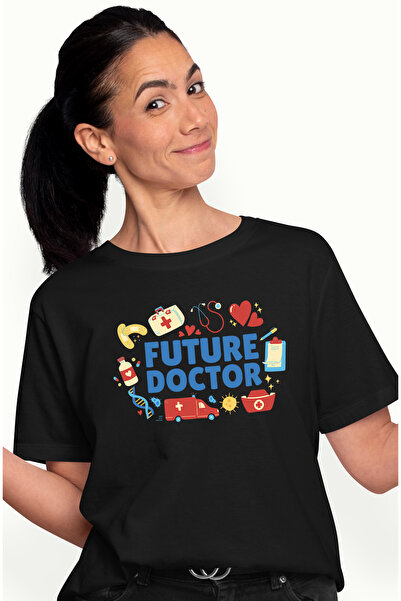 StoryGift Romania Tricou Femei Cu Text In Engleza Future Doctor, Elemente Med...