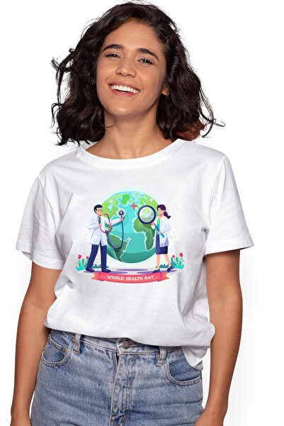 StoryGift Romania Tricou Femei Cu Mesaj In Engleza World Health Day, Glob Pam...