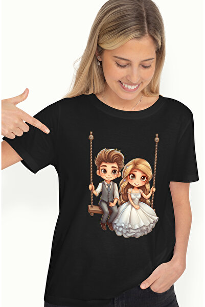 StoryGift Romania Tricou Femei cu o printesa si un baiat, ilustratie, se dau ...