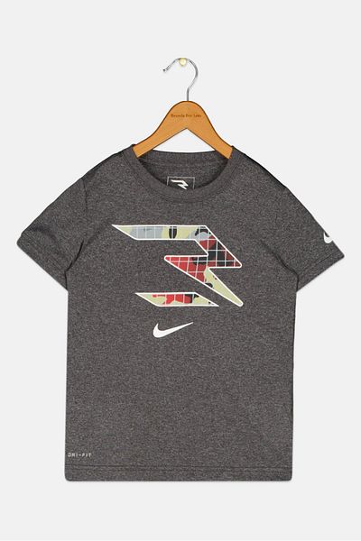 Nike 3brand By Russell Wilson Kids Boy Sportswear Fit Outdoor T-shirt, Charcoal