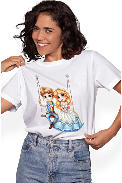 StoryGift Romania Tricou Femei cu o printesa si un baiat care se dau in leaga...