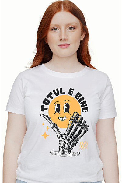 StoryGift Romania Tricou Femei Mesaj motivational soare in mana unui schelete...