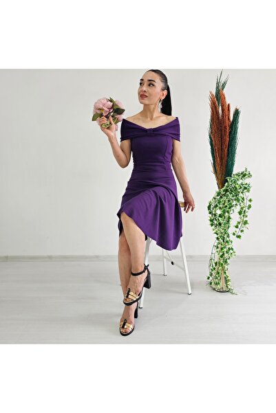 6 butik altı üstü butik Omuz Detay Crep Elbise