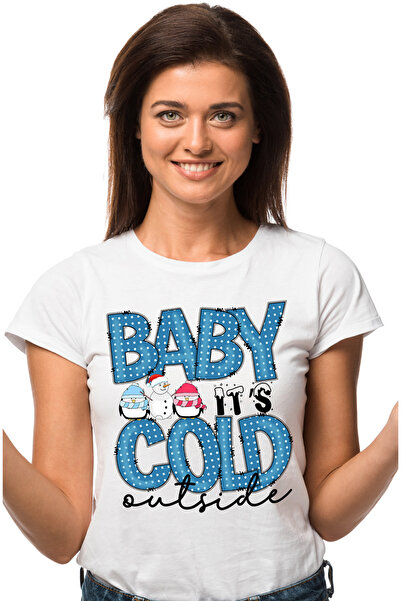 StoryGift Romania Tricou Femei cu pinguini si om de zapada cu mesajul "Baby, ...