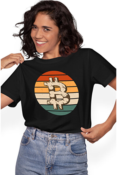 StoryGift Romania Tricou Femei Bitcoin Sunset Business cu imprimeu pe Fata, 1...