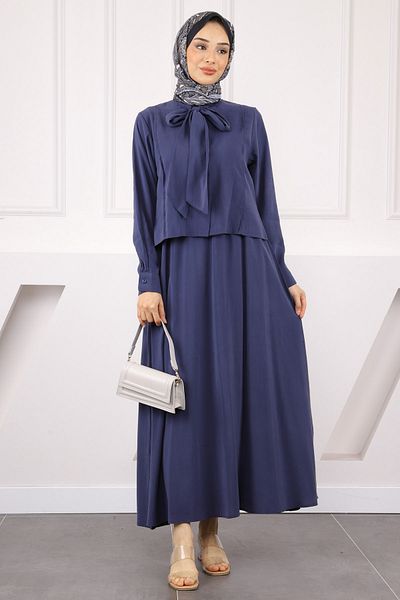 İmajButik Σετ φούστα πουκάμισο με λεπτομέρεια μπλε γιακά