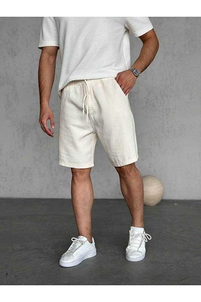 MODA Cream Cotton Loose Shorts