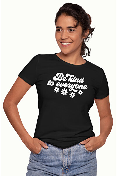 StoryGift Romania Tricou Femei cu floricele si mesajul "Be kind to everyone" ...