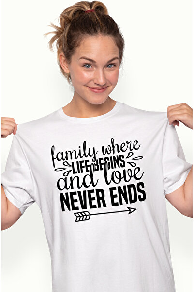 StoryGift Romania Tricou Femei cu mesaj din care reiese ca in familie incepe viata si iubirea nu s WHT_S