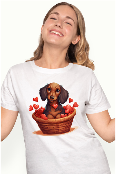 StoryGift Romania Tricou Femei cu o catelusa care sta intr-un cos, ilustratie...