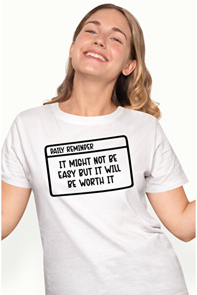 StoryGift Romania Tricou Femei cu textul "Poate ca nu e usor, dar va merita" ...