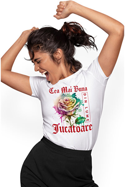 StoryGift Romania Tricou Femei Cu Textul Cea Mai Buna Jucatoare, Din Lume, Fl...