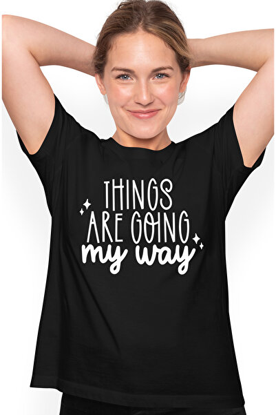 StoryGift Romania Tricou Femei cu stelute si mesajul "Things are going my way" - lucrurile merg as BLK_S