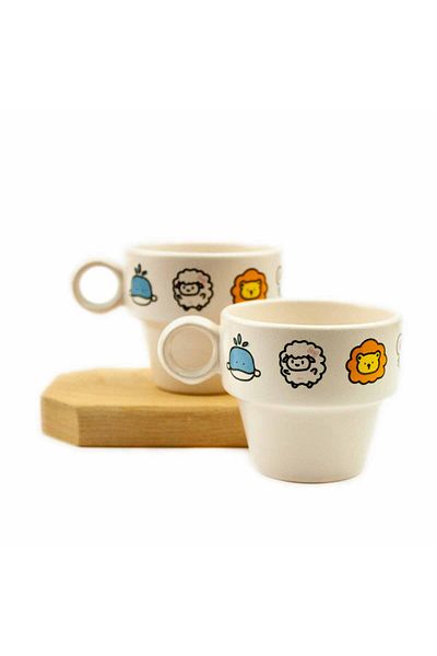PALTO TASARIM Animalya Set of 2 Espresso Cups - Gift Ceramic Cup