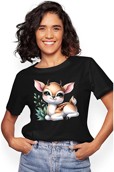 StoryGift Romania Tricou Femei cu o caprioara micuta care sta cuminte in natu...