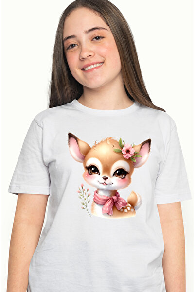 StoryGift Romania Tricou Femei cu o caprioara micuta, ilustratie, copilarie, ...