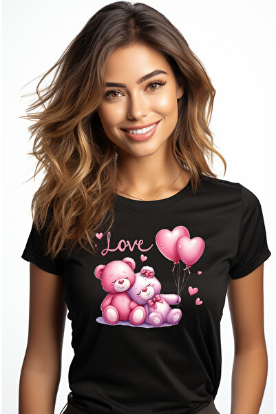 StoryGift Romania Tricou Femei cu 2 ursuleti, ilustratie, baloane in forma de...