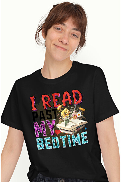 StoryGift Romania Tricou Femei cu mesajul "I read past my bedtime", carte, ilustratie, literatura, BLK_L