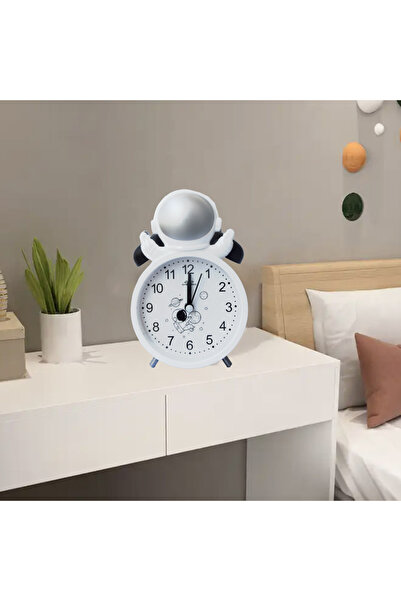 PUFO Happy Astronaut children's alarm clock, 15 cm, silver