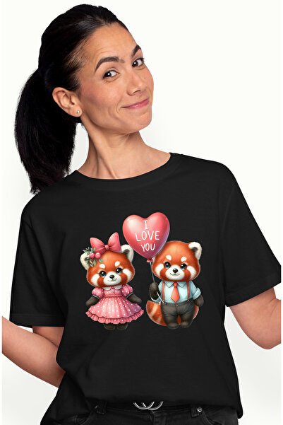 StoryGift Romania Tricou Femei cu o ursoaica si un urs, ilustratie, Panda Ros...