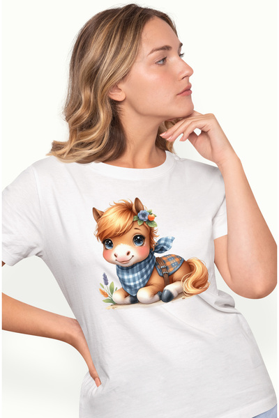 StoryGift Romania Tricou Femei cu un calut in Vestul Salbatic, vesel, animal ...