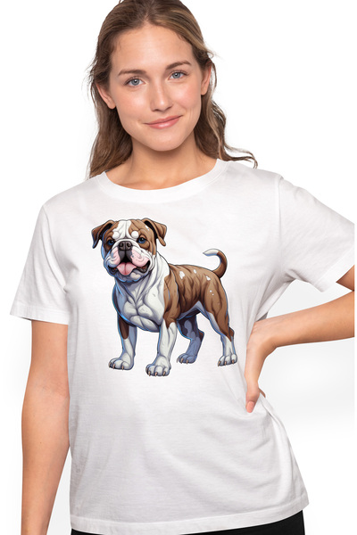 StoryGift Romania Tricou Femei cu un catel jucaus, ilustratie, limba scoasa, codita ridicata, pent WHT_XS