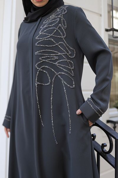 KADEEM Eliza Stone Embroidered Ferace - 9042