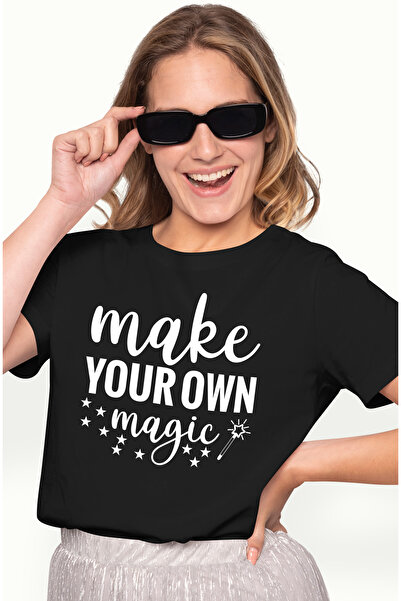 StoryGift Romania Tricou Femei cu stelute si bagheta cu mesajul "Make your ow...