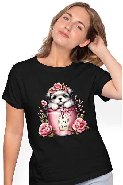 StoryGift Romania Tricou Femei cu un catelus blanos care iese dintr-o conserv...