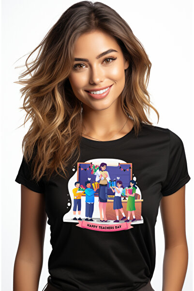 StoryGift Romania Tricou Femei Cu Mesaj In Engleza Happy Teachers Day, Ziua P...