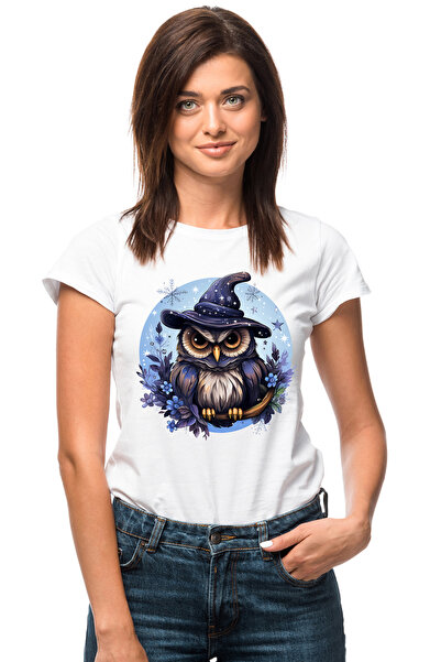 StoryGift Romania Tricou Femei cu o bufnita iritata cu palarie de vrajitoare,...