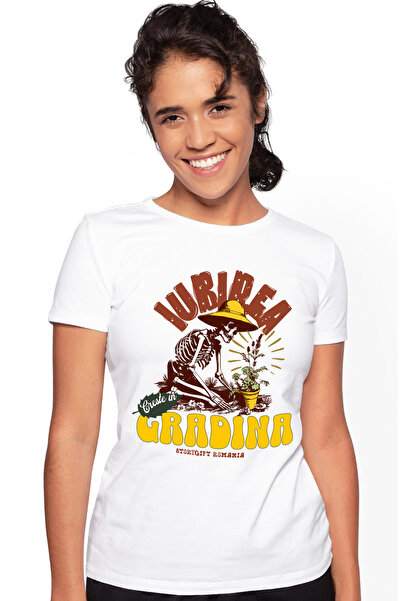 StoryGift Romania Tricou Femei Iubirea creste in gradina, schelete gradinar n...