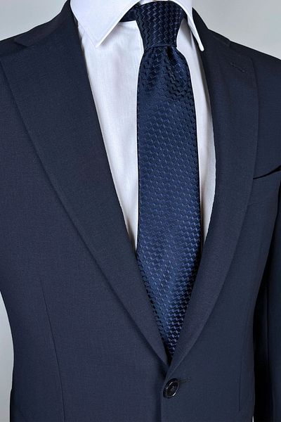 1001 Kravat Navy Blue Patterned 8 cm Wide Classic Tie