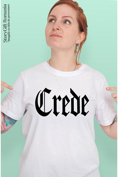 StoryGift Romania Tricou Femei Crede, Mesaj Motivational, Cuvant, Text Inspirational, Self Care, WHT_S