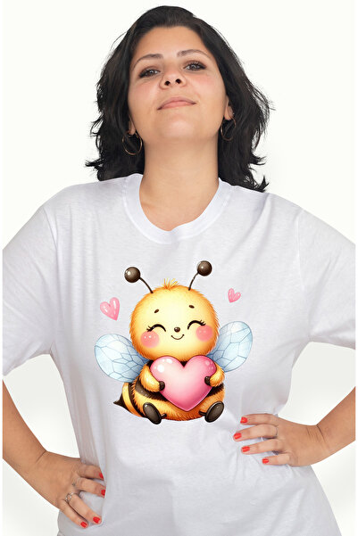 StoryGift Romania Tricou Femei cu o albinuta care tine o inima in brate, ilus...