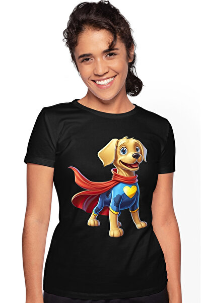 StoryGift Romania Tricou Femei cu un catel in costum de erou, superputeri, pe...