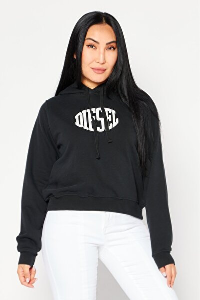 Diesel Women Long Sleeve Brand Logo Hoodie, Black