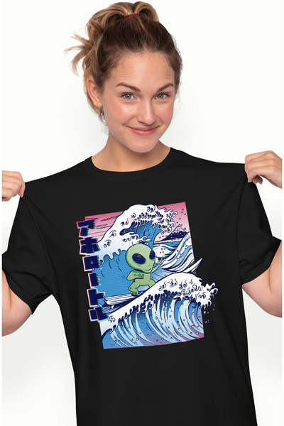 StoryGift Romania Tricou Femei Extraterestru, Surfing, Valuri Mari, Plaja cu ...