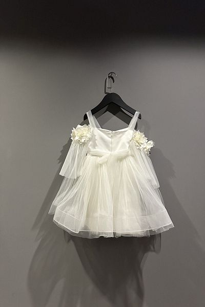 HAUSEkids 4-8 Years Milla Flowers Girl's Evening Dress-Ecru