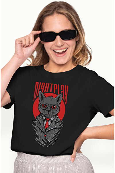 StoryGift Romania Tricou Femei Cu Pisica Motan Cu Ochelarii In Costum Elegant...